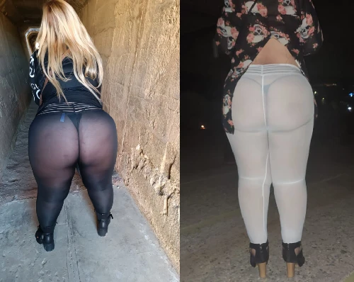 Fotos da hotwife exibicionista gostosa de legging transparente.