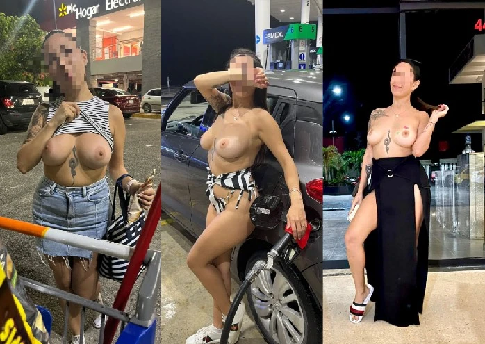 Amadora exibicionista pelada